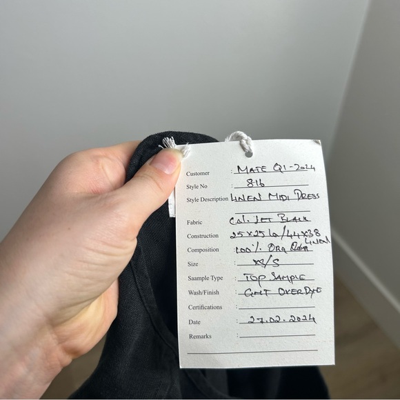 NWT MATE The Label 100% Organic Linen Black Tunic Short Sleeve Midi Dress - Picture 14 of 16
